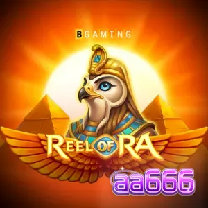 Tampilan visual slot Reel of Ra dengan simbol Mesir klasik dan fitur koin